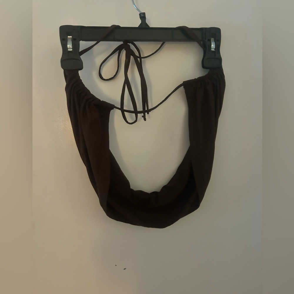 Small brown wrap top